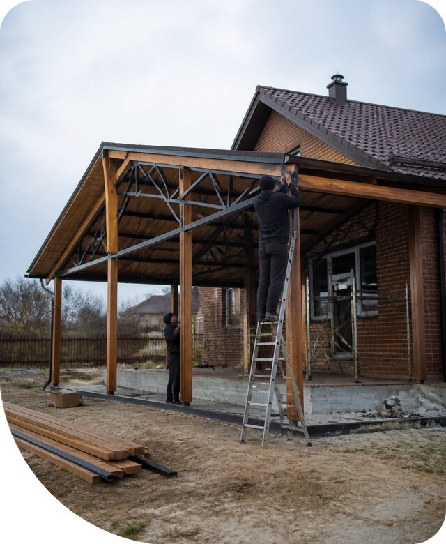 Пристройка навеса к дому и участку в Апшеронске под ключ